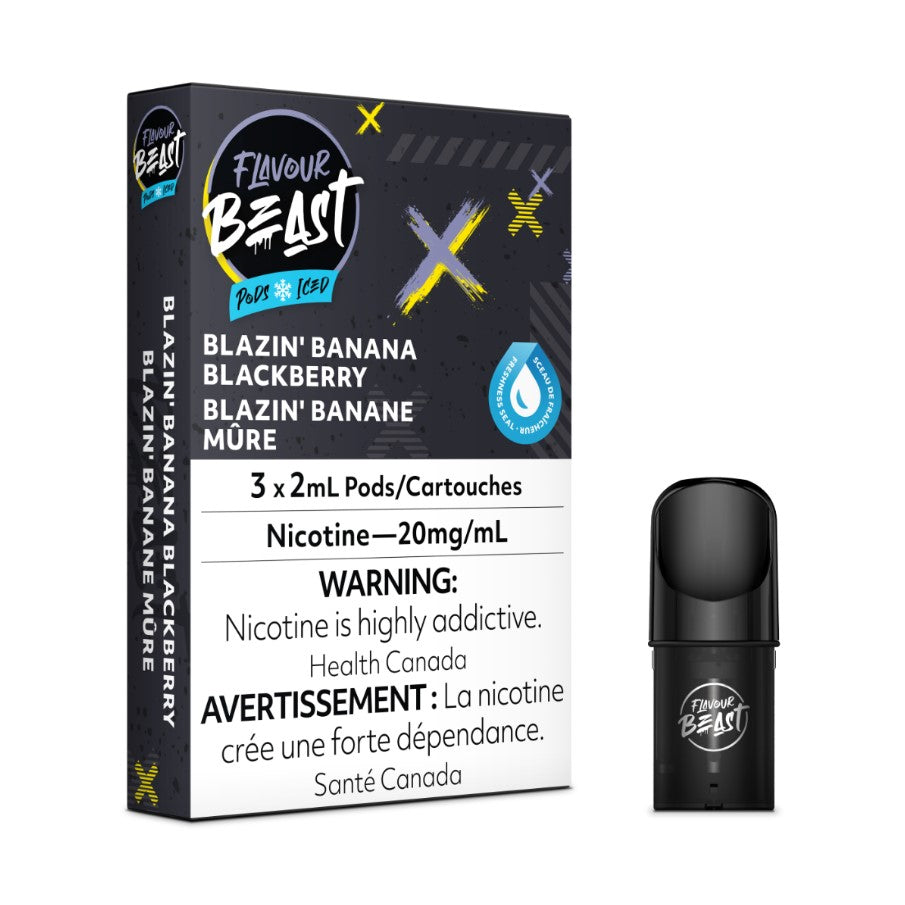 Flavour Beast Pod Pack - Blazin' Banana Blackberry Iced 20mg (3pk)