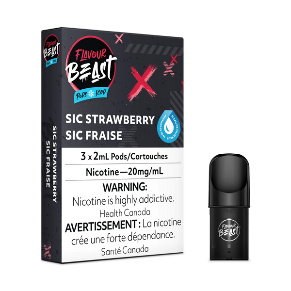 Flavour Beast Pod Pack - Sic Strawberry Iced 20mg (3pk)