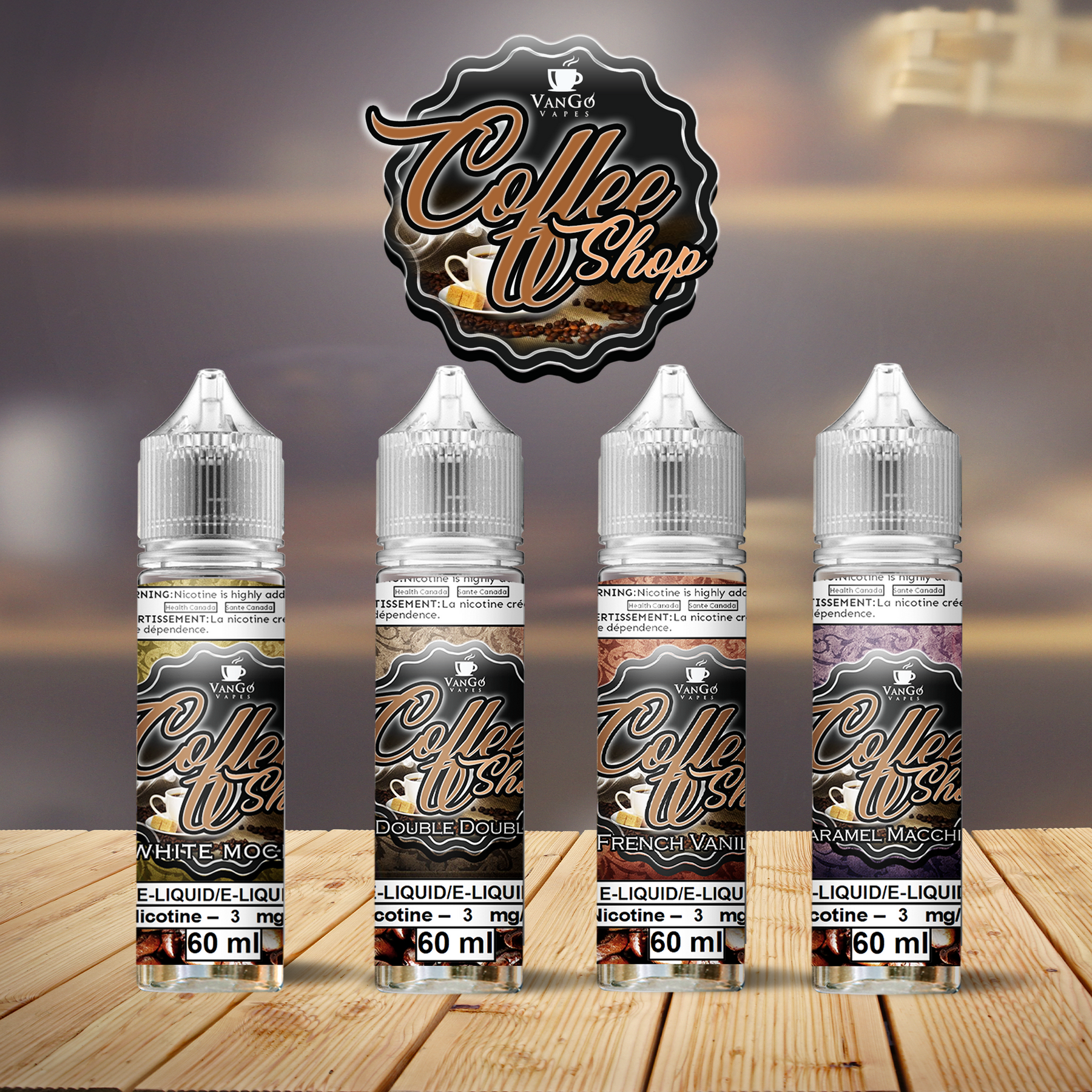 VanGo Vaping Dream Coffee Shop Bundle 4 E-Juice Flavours | Canadian Caf Series VanGo Vapes VanGo Vaping Dream Coffee Shop Bundle 4 E-Juice Flavours | Canadian Caf Series VanGo Vapes